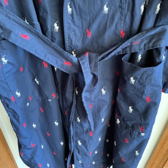 POLO RALPH LAUREN Men's All Over Polo Player Logo Robe Navy, Red, White L/XL - Picture 12 of 16